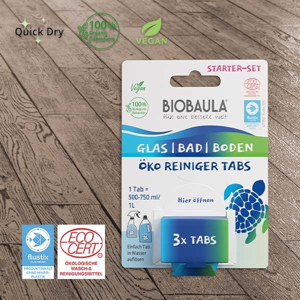 Biobaula Starter-Set (plastikfreie Öko-Reinigung für Glas, Bad, Boden)